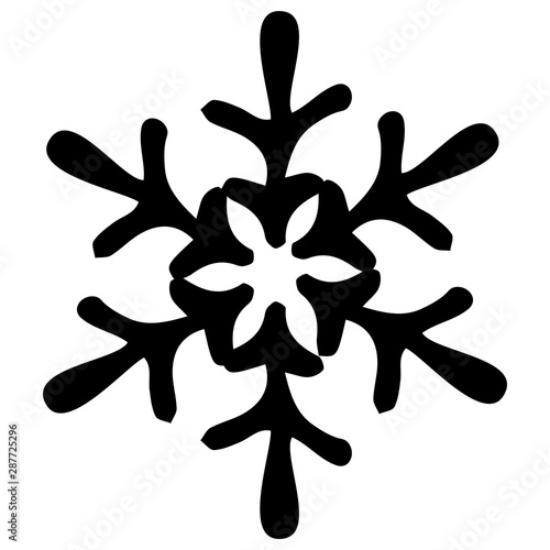 Snowflake icon vector illustration for winter -Black color.