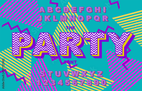 80 s retro alphabet font. Vintage Alphabet vector 80 s, 90 s Old style graphic.