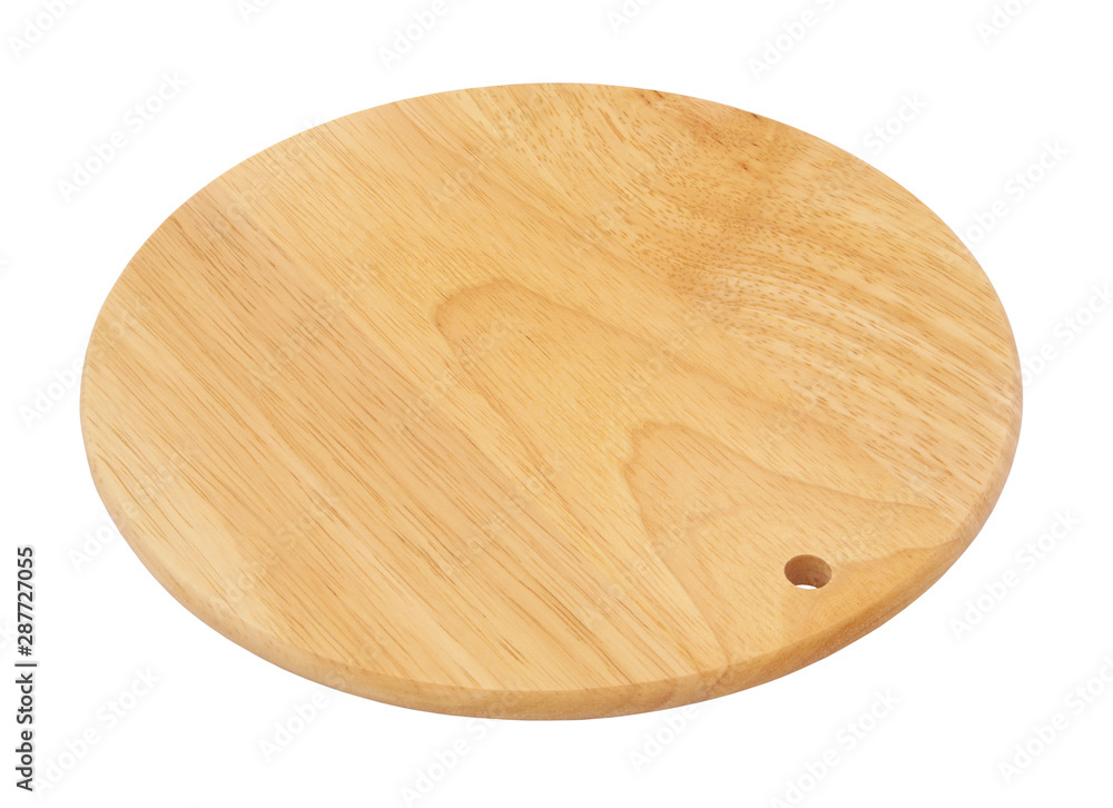 Round natural wooden cutting board isolated on white Round natural wooden cutting board isolated on white