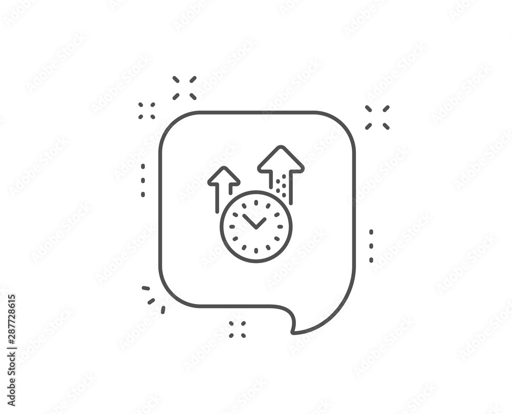Time management line icon. Chat bubble design. Clock sign. Watch symbol. Outline concept. Thin line time management icon. Vector Time management line icon. Chat bubble design. Clock sign. Watch symbol. Outline concept. Thin line time management icon. Vector