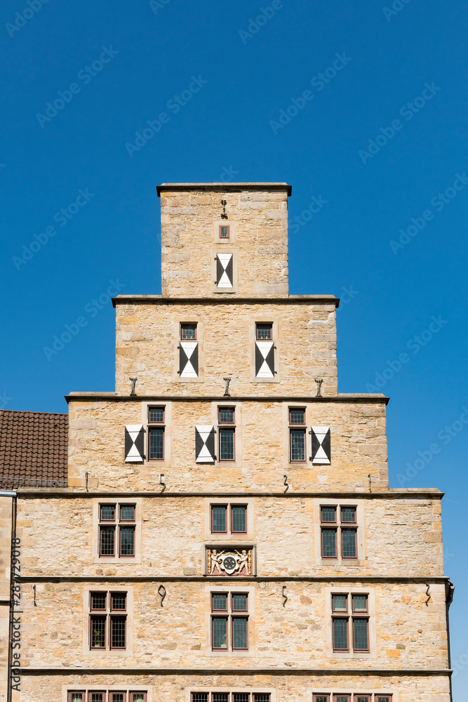 Historical town hall of Osnabruck, Germany, with stepped gable
