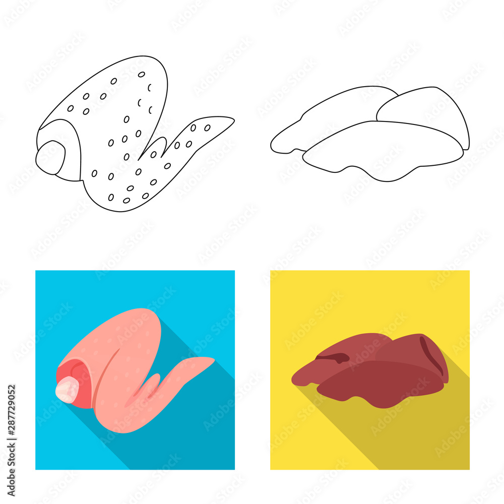 Vector illustration of product and poultry icon. Collection of product and agriculture stock symbol for web.