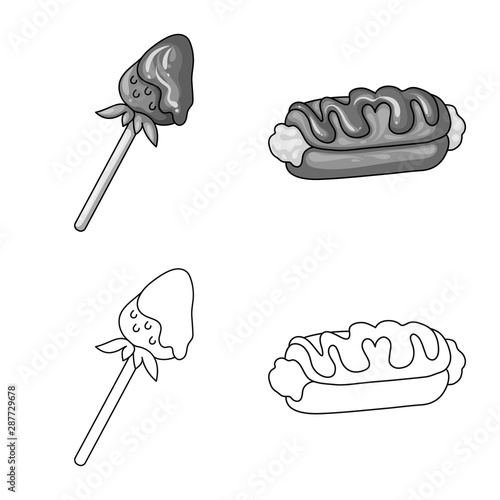 Isolated object of confectionery and culinary sign. Set of confectionery and product stock symbol for web.