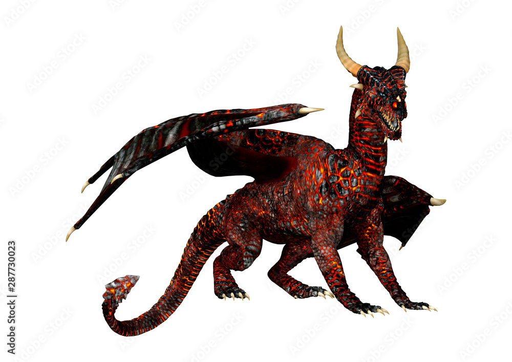 3D Rendering Fairy Tale Dragon on White 3D Rendering Fairy Tale Dragon on White