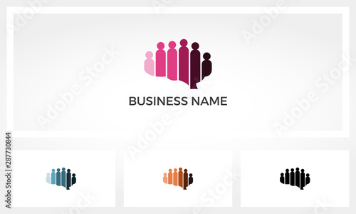 Abstract People Formed Shape Of A Brain Logo