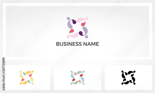 Abstract People Working Together Logo