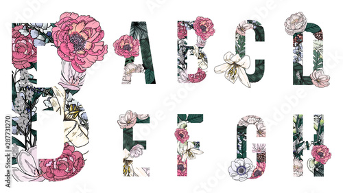 Floral alphabets collection