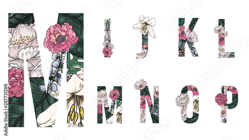 Floral alphabets collection