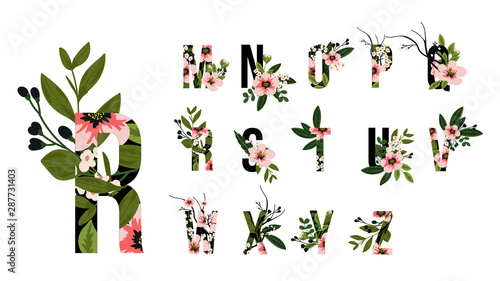 Floral alphabets collection