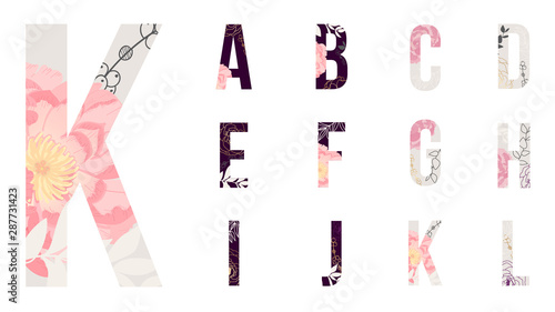 Floral alphabets collection