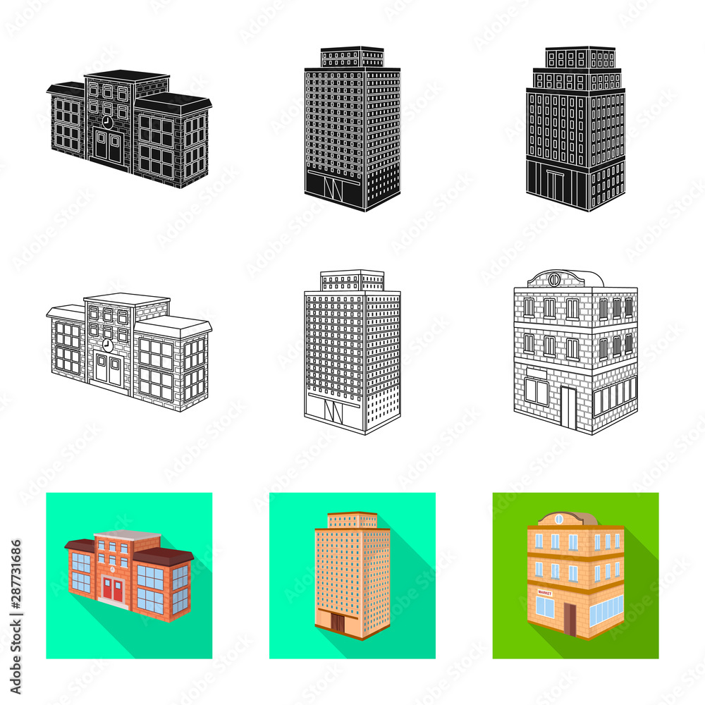 Vector design of construction and building symbol. Collection of construction and estate stock vector illustration.