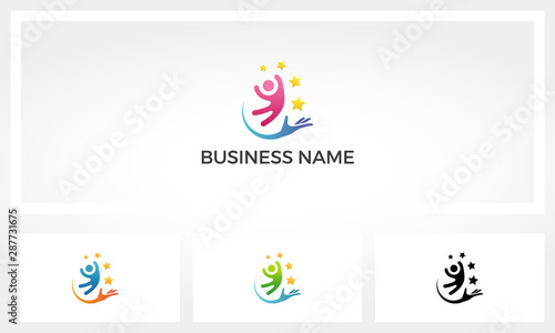 Reaching For The Stars With Support Of A Hand Logo
