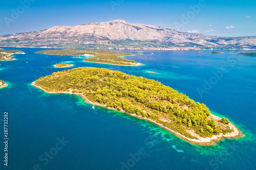 Aerial view of Vrnik island in Korcula archipelago