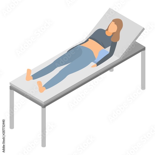 Woman bed hospital icon. Isometric of woman bed hospital vector icon for web design isolated on white background