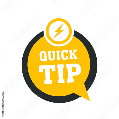 Yellow quick tips logo, icon or symbol with graphic elements suitable for web or documents