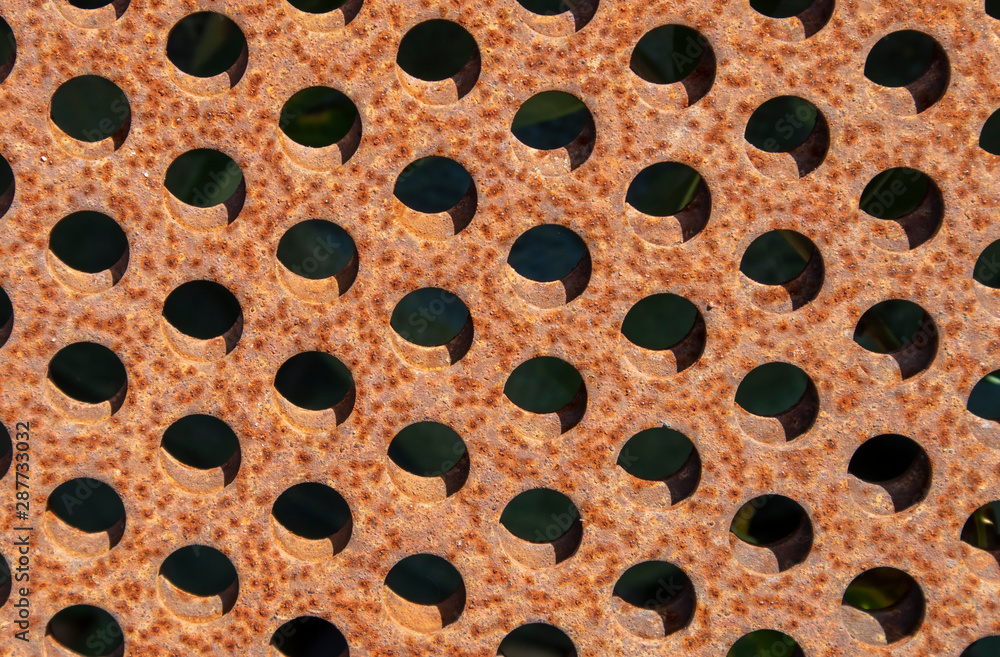 rusty metal plates with holes