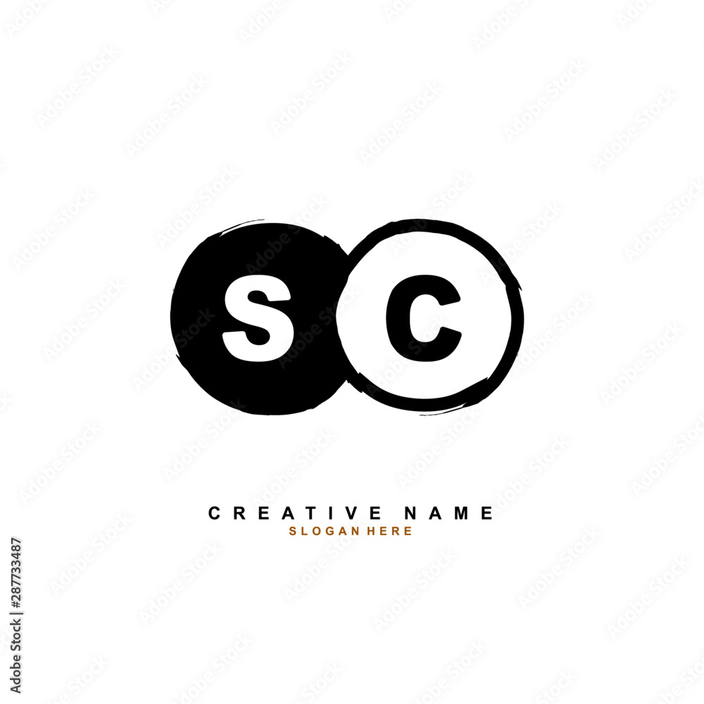Obraz premium S C SC Initial logo template vector. Letter logo concept with background template.