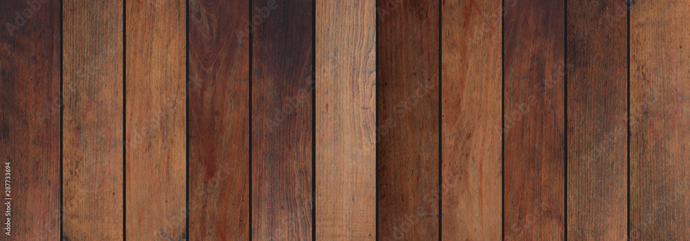 Naklejka premium Wooden board background, texture. Wooden planks, floor or wall, banner