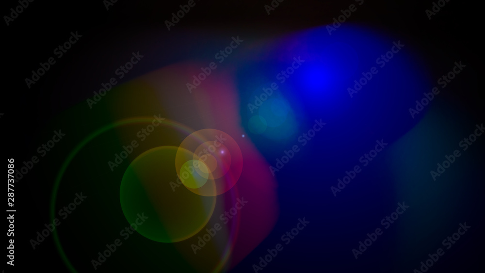 abstract image of lighting flare over dark and shiny color background. Image for fantastic or bright color design