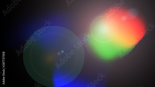 abstract image of lighting flare over dark and shiny color background. Image for fantastic or bright color design