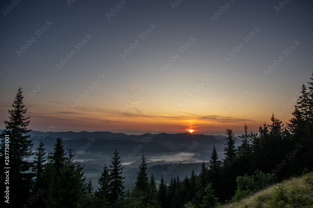 Misty summer morning in the mountains Misty summer morning in the mountains