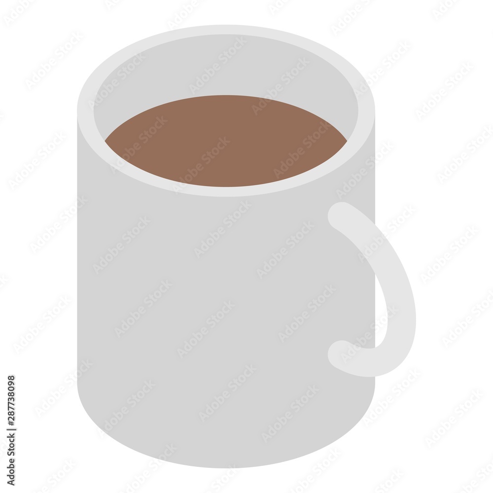 Full coffee mug icon. Isometric of full coffee mug vector icon for web design isolated on white background