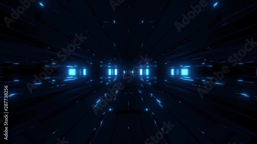 dark clean sci-fi space tunnel corridor 3d rendering background wallpaper