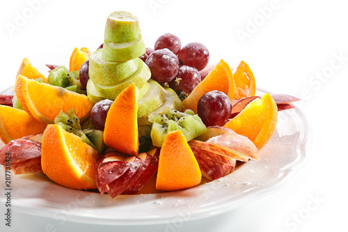Fruit Plate with Orange Wedges, Apple, Grapes, Kiwi and Pear