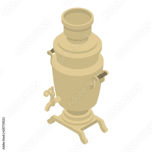 Russian samovar icon. Isometric of russian samovar vector icon for web design isolated on white background