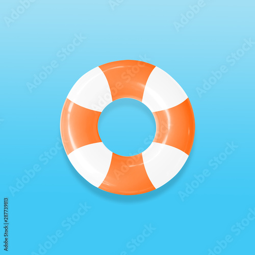 Lifebuoy for helping people in the water isolated on pastels color background, with clipping path.