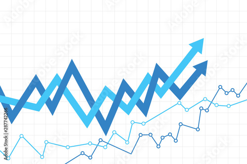 Abstract financial chart with arrows going up