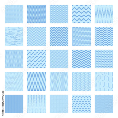 Blue vector seamless wavy line pattern big collection