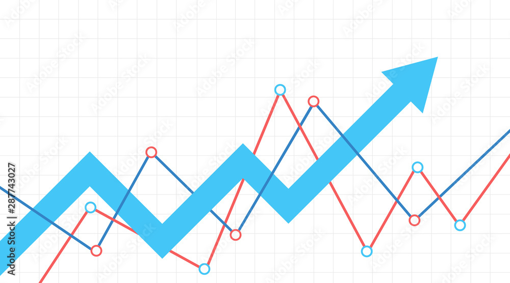 Financial chart with arrows going up Financial chart with arrows going up