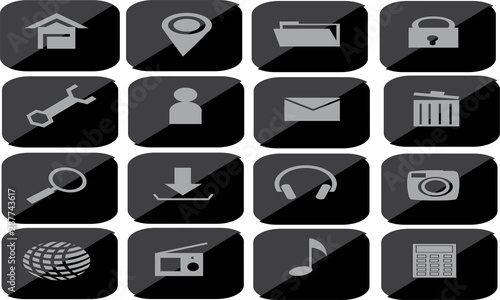 Black Web Icon and Button Set