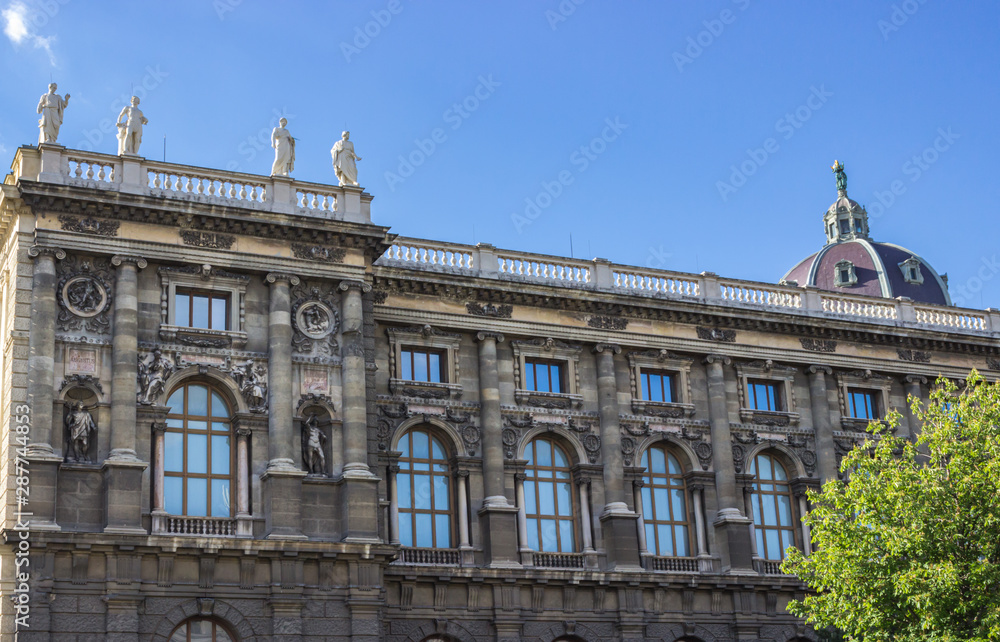 Vienna, Austria. Natural history museum. Fragment of the facade. Soft focus.