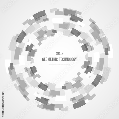 Abstract grey and white technology square circle color of futuristic background. illustration vector eps10