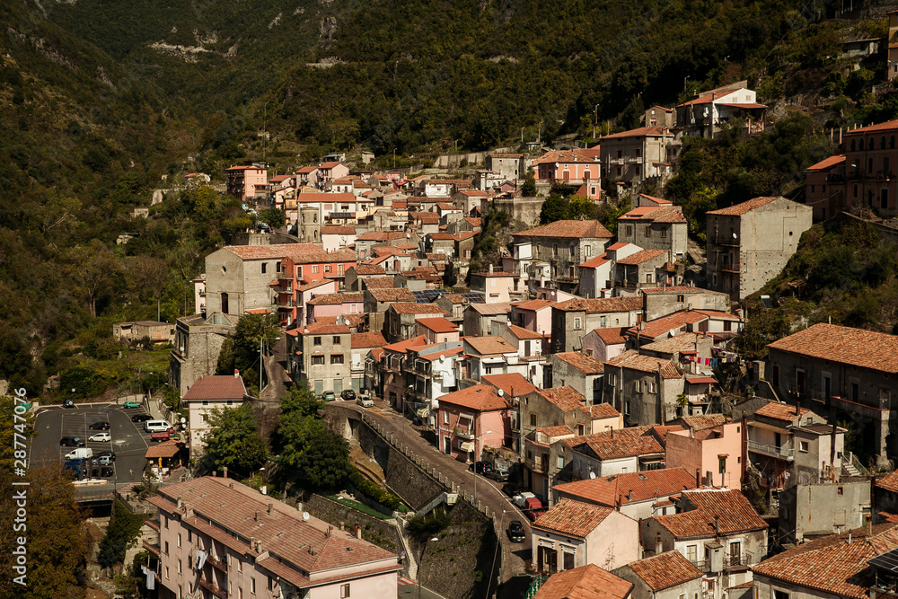 old italian city high in the mountains