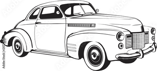 vector retro car coupe classic vintage monogram isolated black graphic hand drawing logo