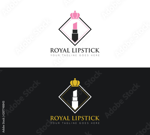 lipstick logo and icon vector illustration design template