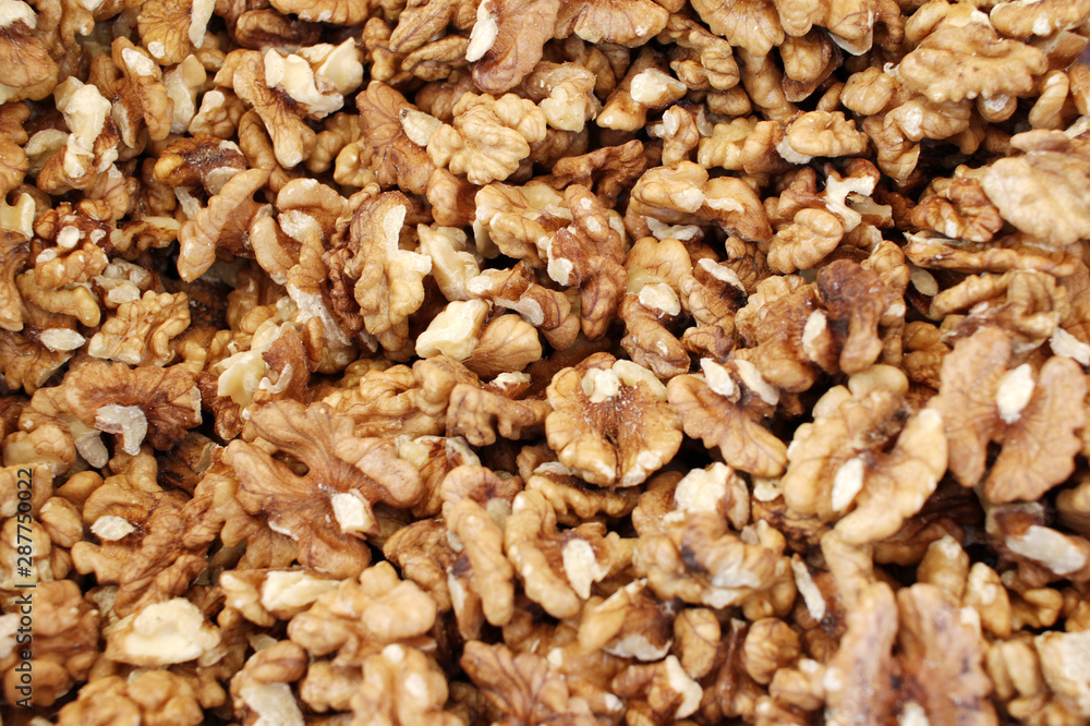 Walnuts. Raw nuts pattern. Kernel.
