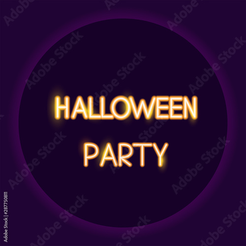Greeting halloween party text neon icon. Halloween neon sign. Holiday concept. Vector illustration.