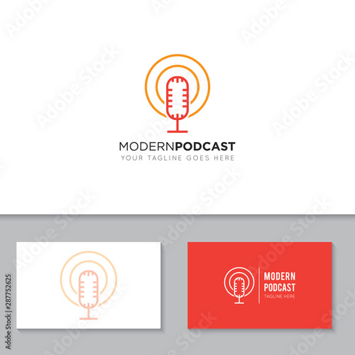 Podcast radio logo and icon vector illustration design template