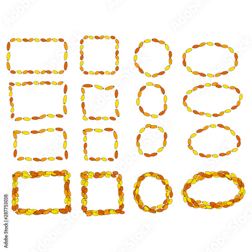 Set of frame Sea Buckthorn. Frame Branch of sea-buckthorn with leaves