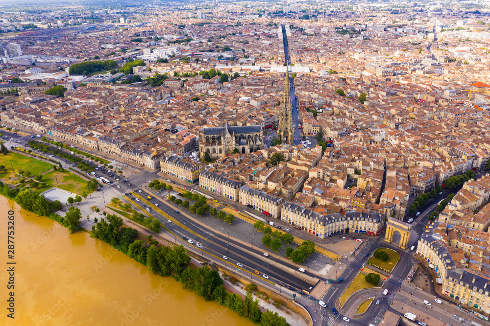 Day aerial cityscape of Bordeaux