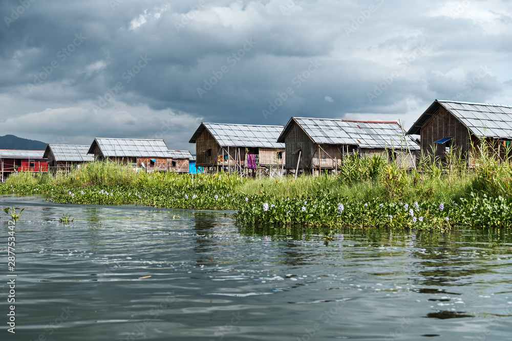 Houses on stilts in Inle lake. Myanmar - Burma - Birmania. Houses on stilts in Inle lake. Myanmar - Burma - Birmania.