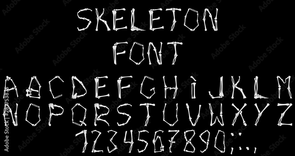 Special font complex execution in the form of human skeleton bones on Halloween. Special font complex execution in the form of human skeleton bones on Halloween.