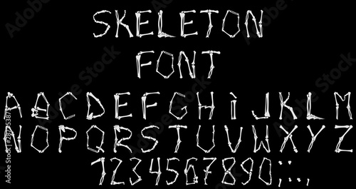 Special font complex execution in the form of human skeleton bones on Halloween.