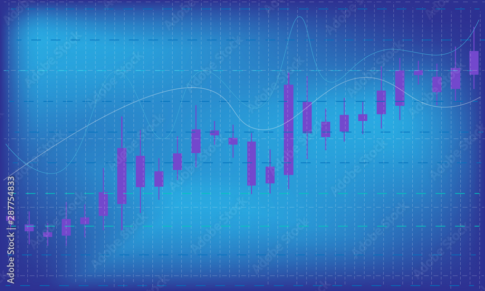 Trading business concept, stock market abstract, blue background.