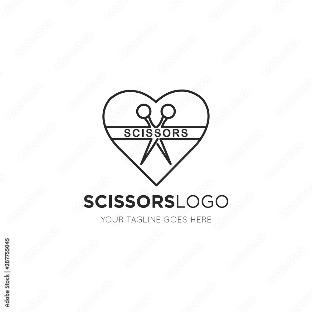 scissors logo and icon vector illustration design template