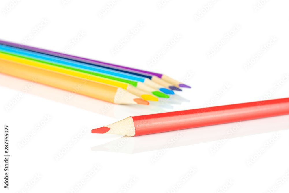 Lot of whole colored pencil isolated on white background Lot of whole colored pencil isolated on white background
